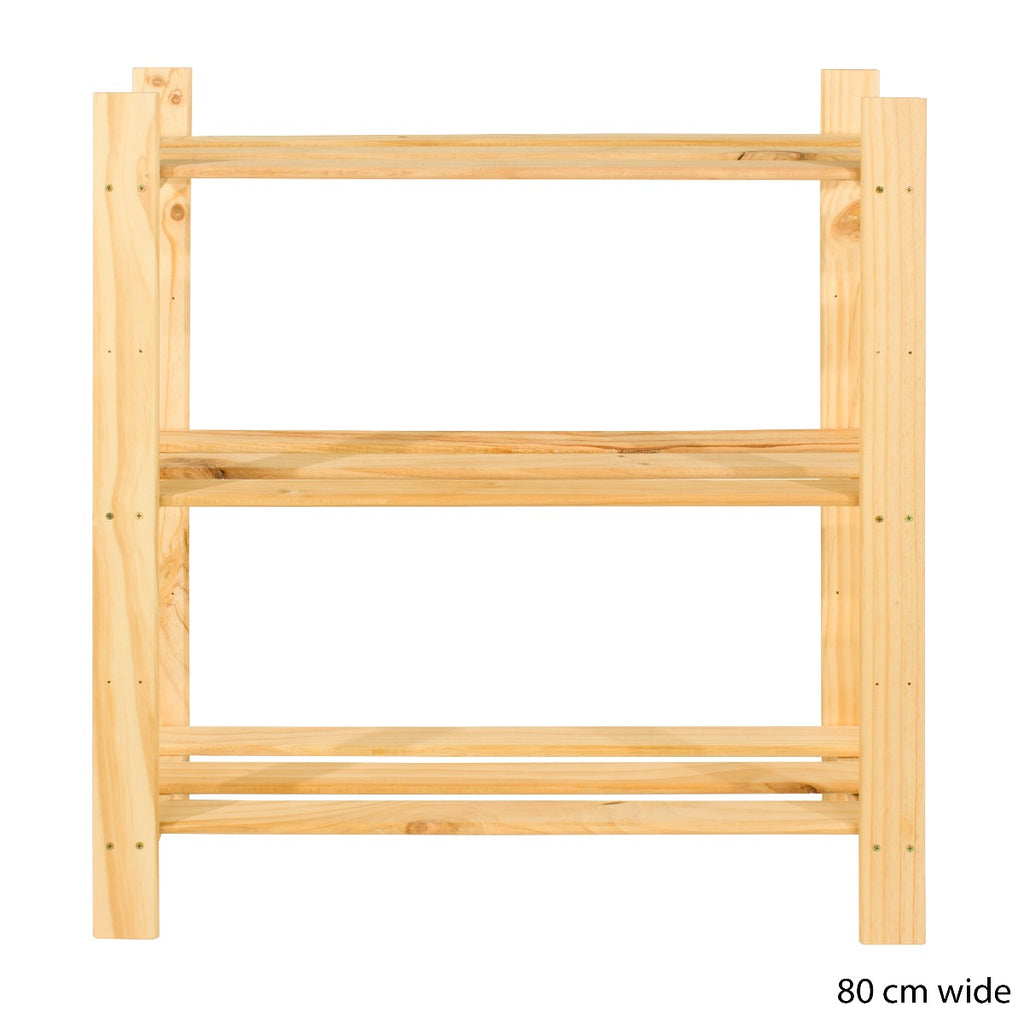 Simple and Natural Wood 80x90cm 3-Tier Shelf Unit by Core - Price Crash Furniture