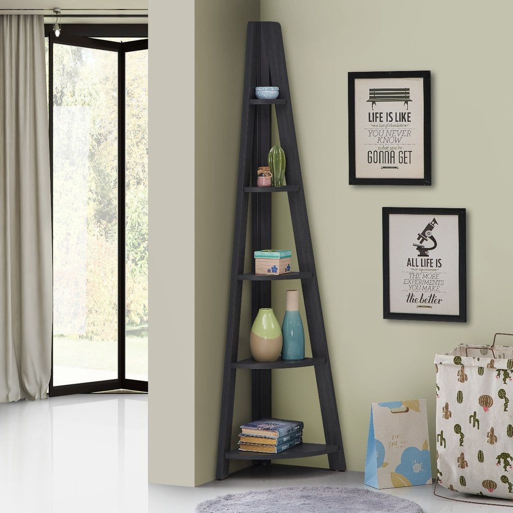 Riva Ladder Corner Bookcase in Black by TAD - Price Crash Furniture