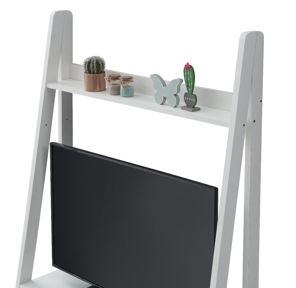 Riva Ladder TV Unit Stand in White by TAD - Price Crash Furniture