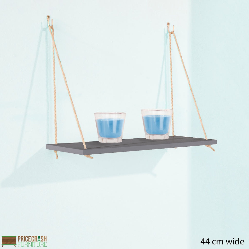 Thames Single Rope Shelf in Grey Foil by Core - Price Crash Furniture