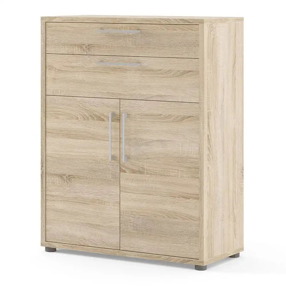 Prima Bookcase 2 Shelves with 2 Drawers and 2 Doors in Oak - Price Crash Furniture
