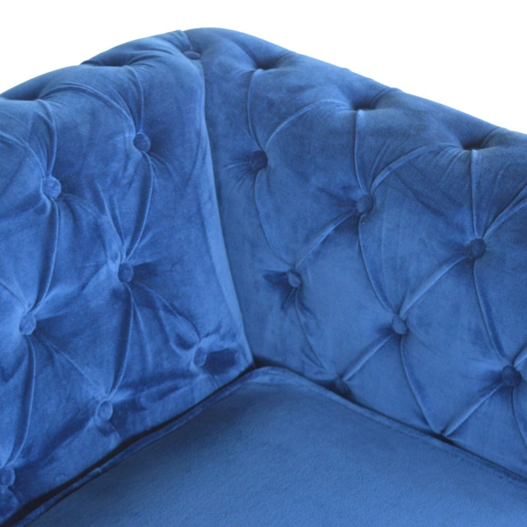Velvet Chesterfield Sofa in Royal Blue - Price Crash Furniture