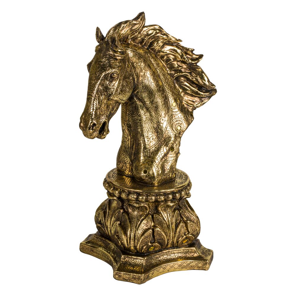 Antiqued Gold Horse Head Figurine Ornament - Home accessory - Price Crash Furniture