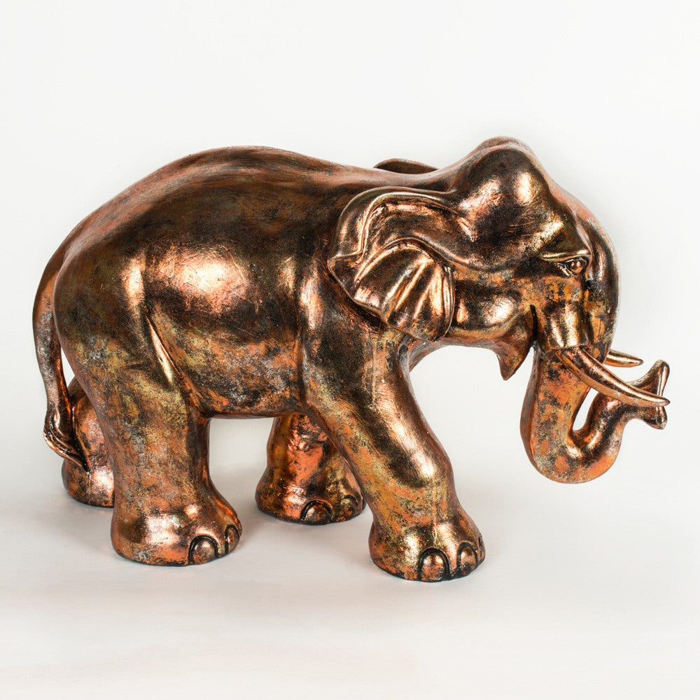 Small Brushed Copper Elephant Figurine Ornament - Home accessory - Price Crash Furniture