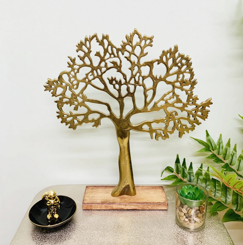 Antique Gold Tree On Wooden Base Large - Price Crash Furniture