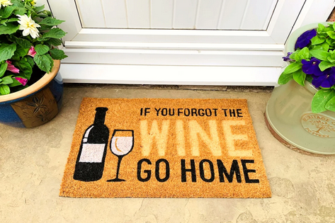 Coir Doormat with Wine Bottle & Glass - Price Crash Furniture
