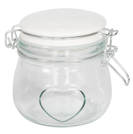 Glass Storage Jar With Heart - Small - Price Crash Furniture