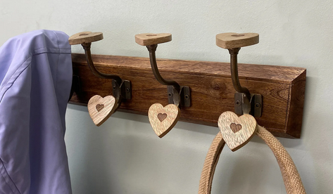 Mango Wood Heart 4 Double Coat Hooks - Price Crash Furniture