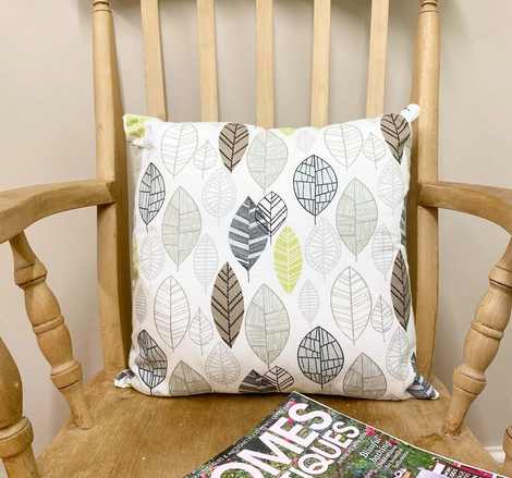 Scatter Cushion With Contemporary Green Leaf Print Design 37cm - Price Crash Furniture