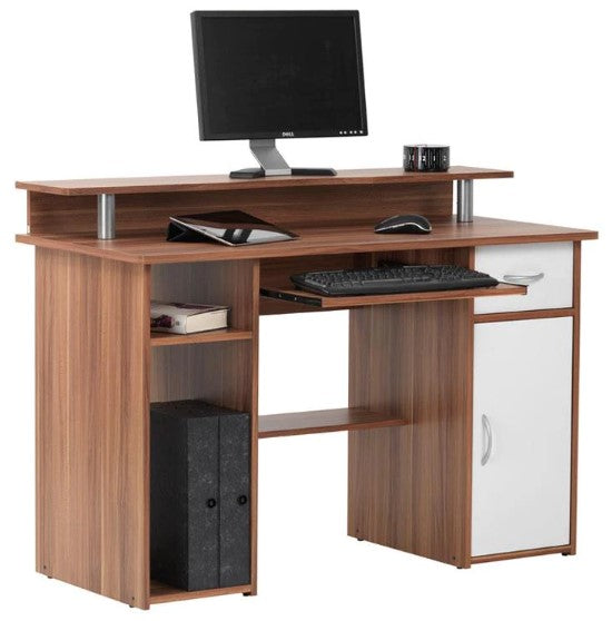 Alphason Albany Walnut Computer Desk - Price Crash Furniture