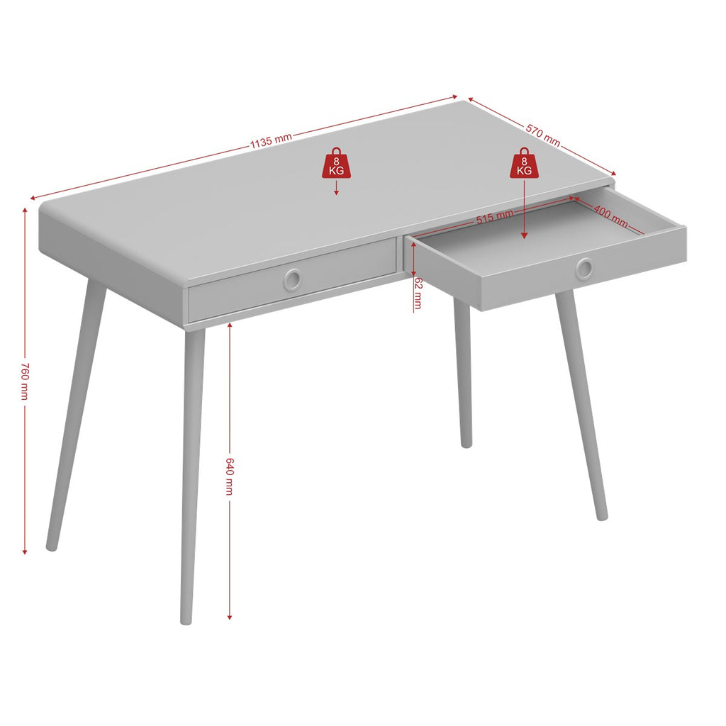 Steens Softline Grey 114cm 2 Drawer Desk / Dressing Table - Price Crash Furniture