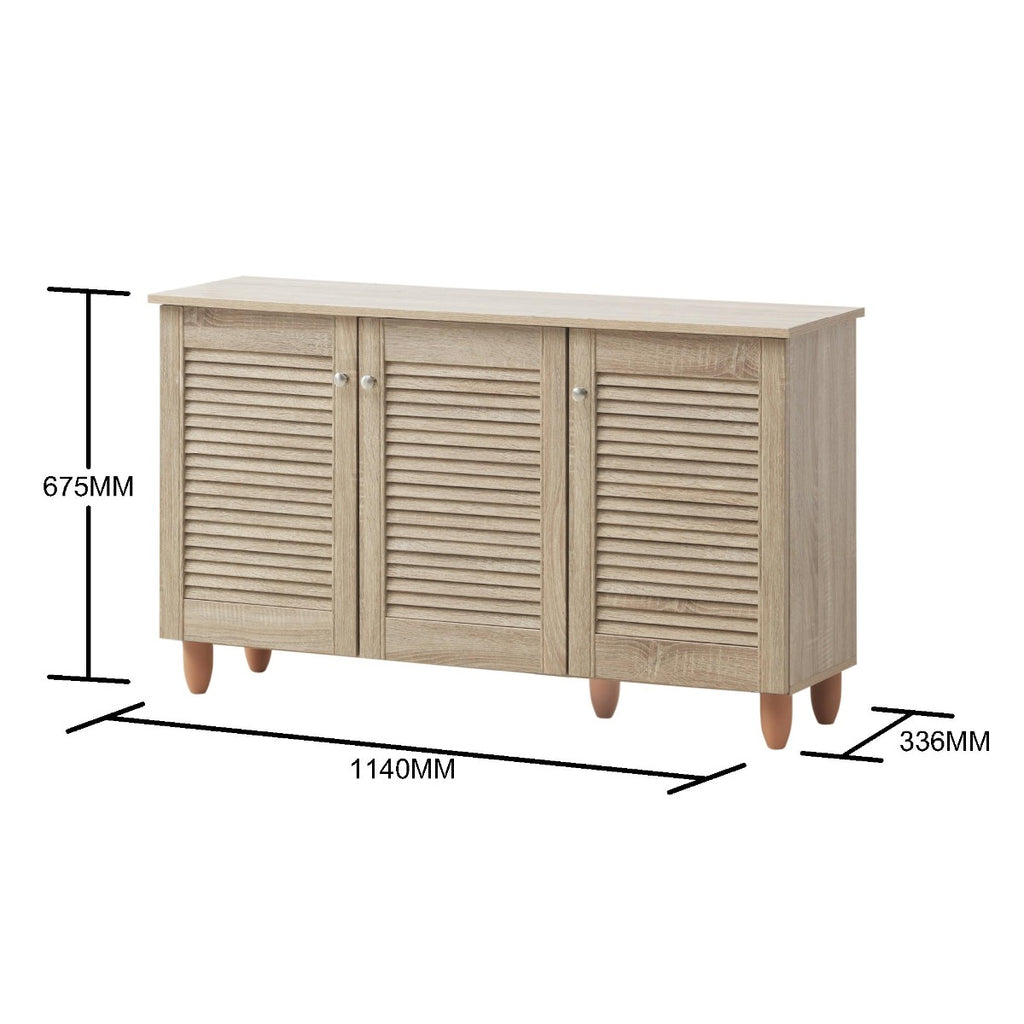 Essentials 3 Door Shoe Cabinet in Oak by TAD - Price Crash Furniture