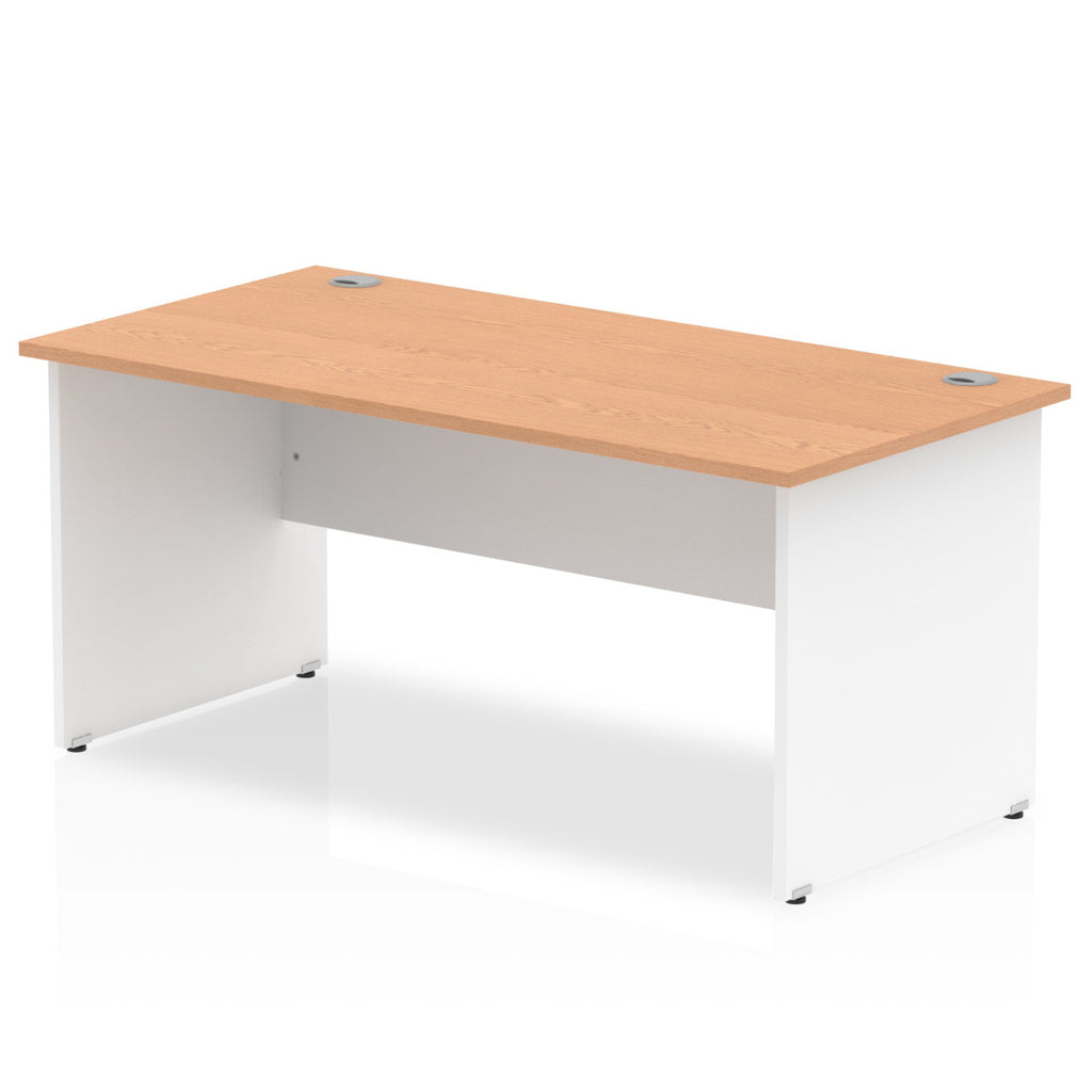 Impulse 800mm Straight Desk with Oak Top and White Panel End Leg - Price Crash Furniture