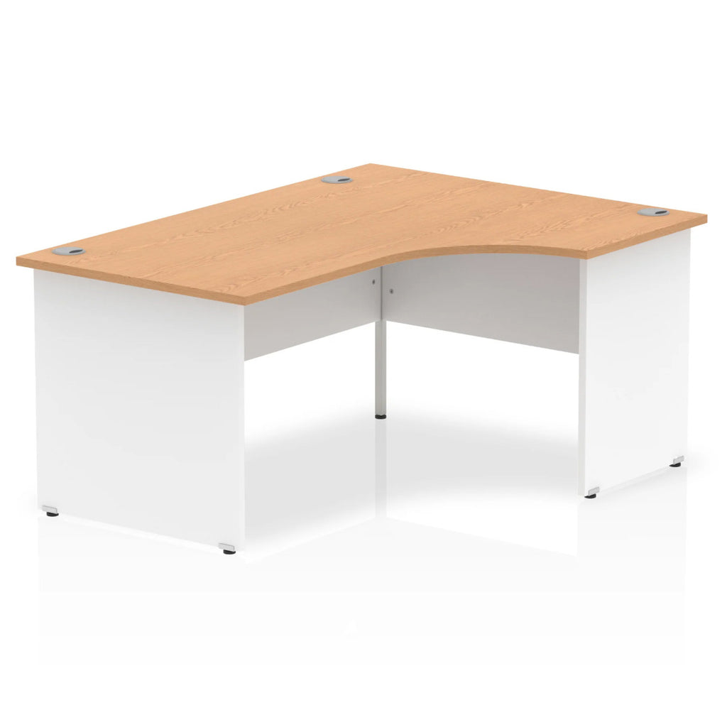 Impulse Crescent and Corner Desk with Oak Top and White Panel End Leg - Price Crash Furniture