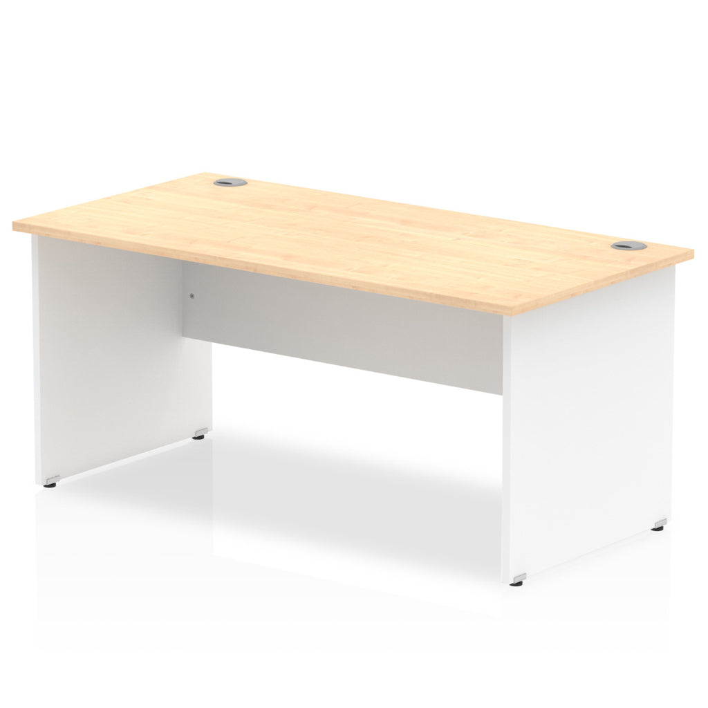 Impulse 800mm Straight Desk with Maple Top and White Panel End Leg - Price Crash Furniture
