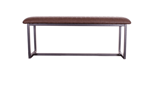 Vintage Styled Brown PU Leather Dining Bench - Price Crash Furniture