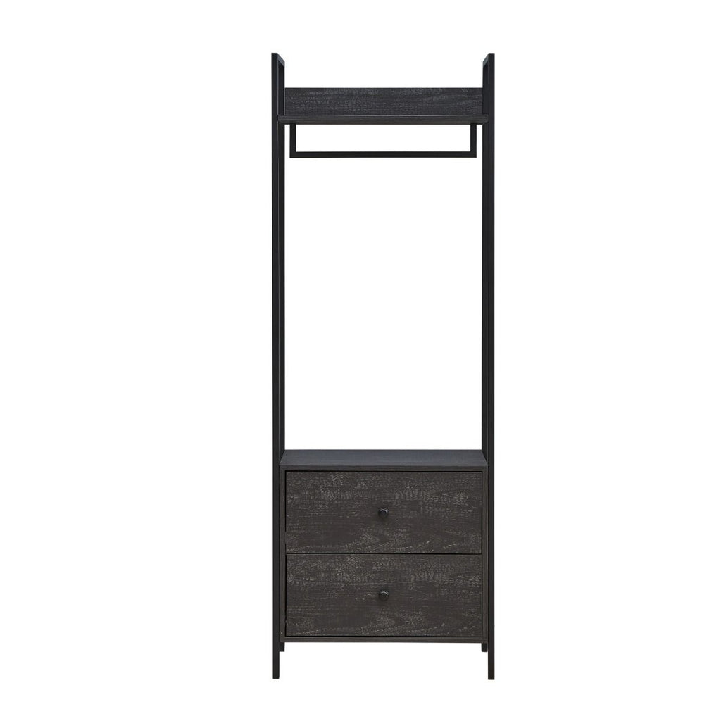 Zahra open wardrobe with 2 drawers in black wood effect by TAD - Price Crash Furniture