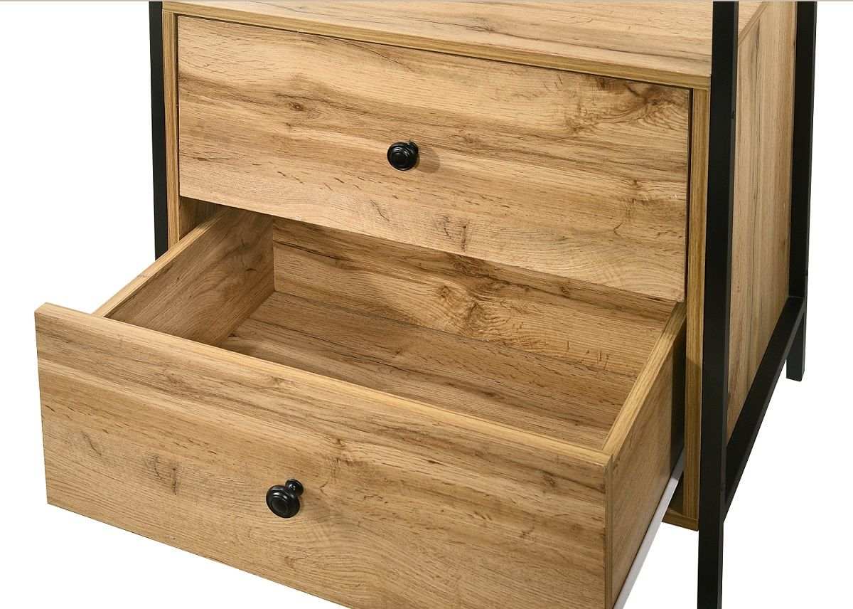 Zahra open wardrobe with 2 drawers in oak effect by TAD - Price Crash Furniture